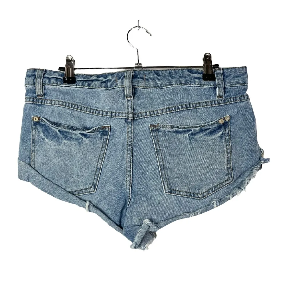 Free People Light Wash Denim High Rise Micro Mini Shorts 28 - Image 2