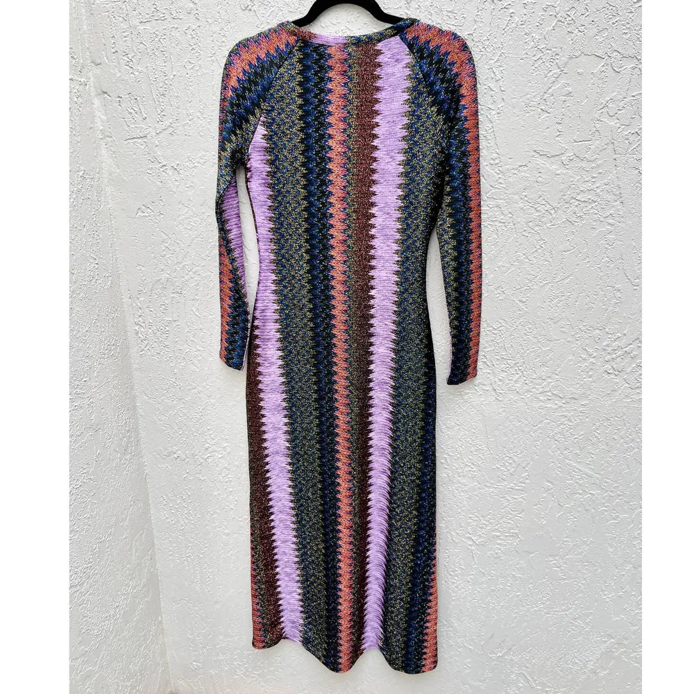 Ramy Brook Metallic Tango Convertible Maxi Dress Soho Knit Purple Women's Small - Image 3