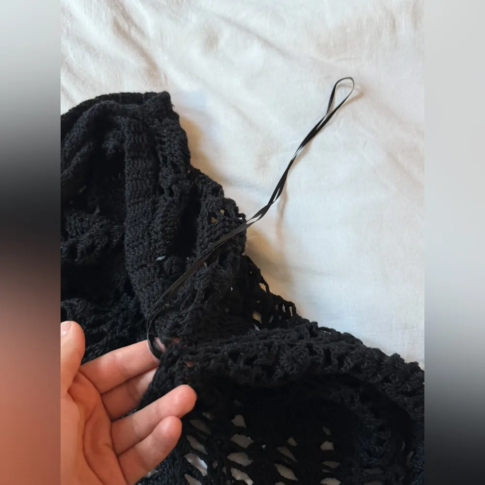 Anthropologie NWOT black crochet coverup dress beach pool swim boho Small Petite - Image 11