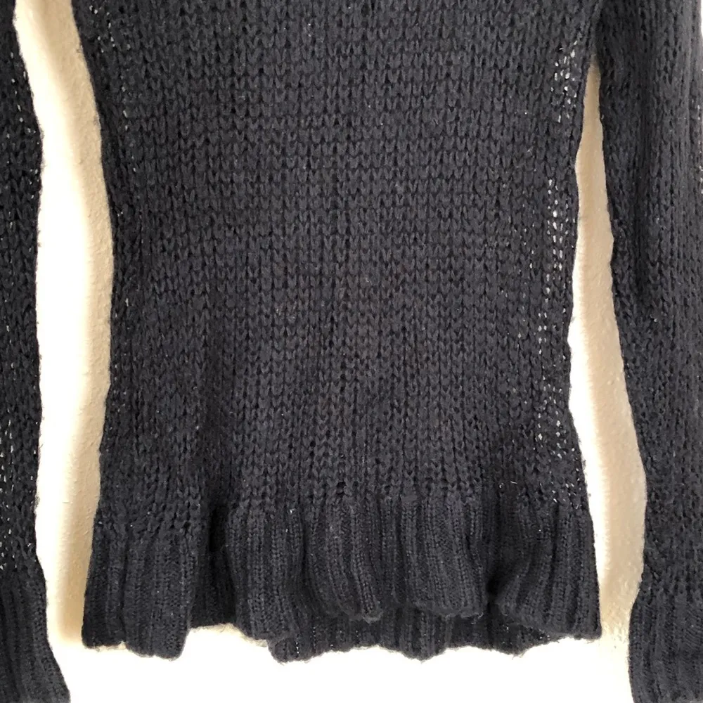 Open knit Black sweater Cowl Neck M - Image 3