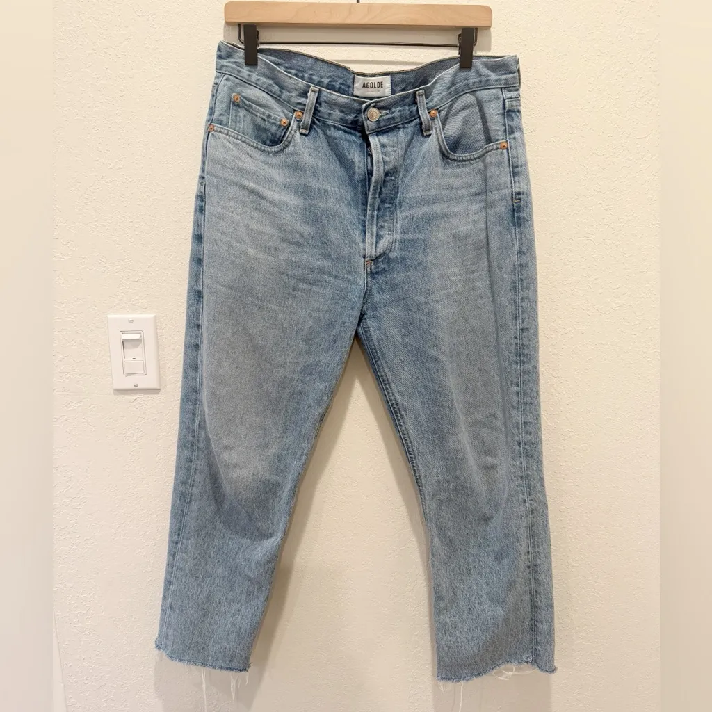 AGOLDE Riley Jeans size 30 High Rise Cropped Raw Hem‎ - Image 3