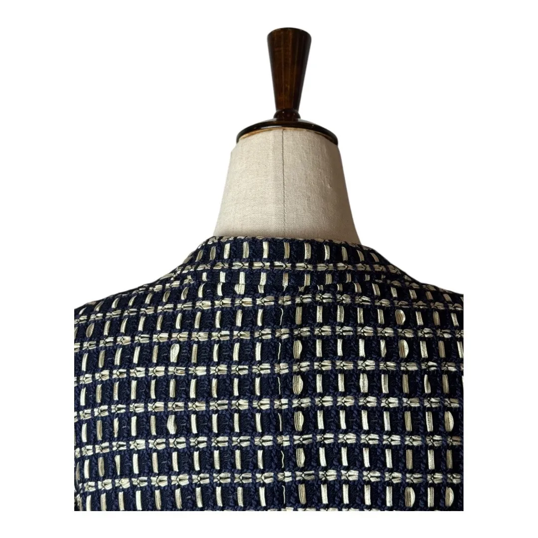 Carlisle New York Blazer Women 6 Blue Tan‎ Tweed Double Breasted Preppy Mature - Image 5