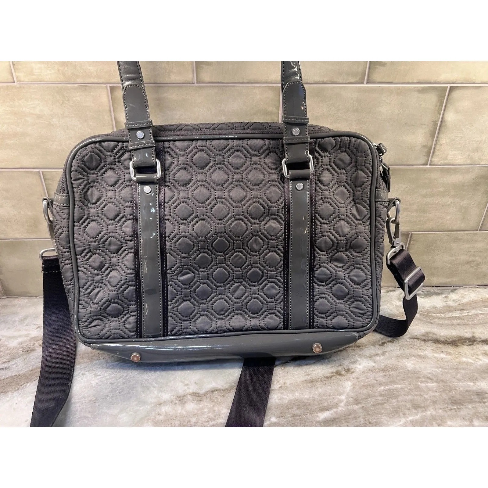 Vera Bradley Large Tote in Performance Twill Tranquil Gray Laptop Bag Womens Bag - Image 5