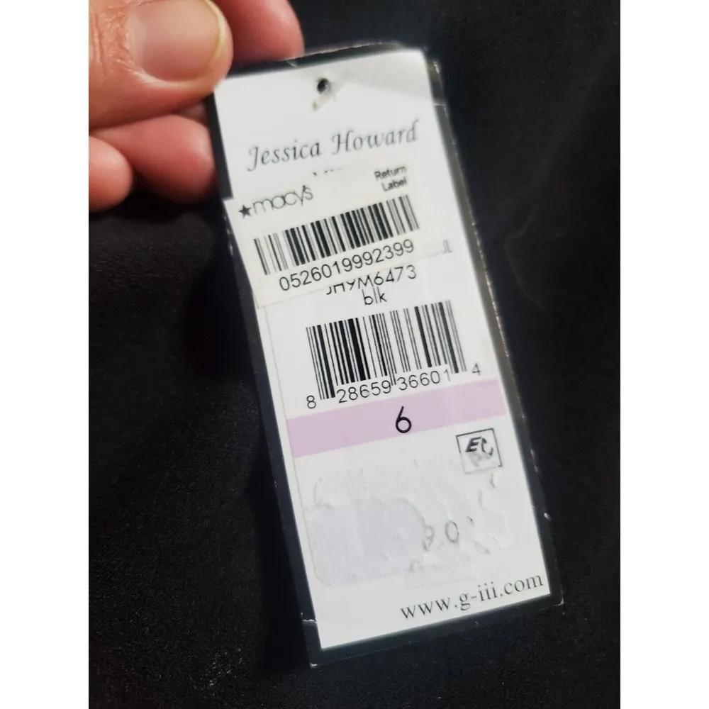 NWT Jessica Howard Black Size 6 Silver Studded Sleeve Cocktail Dress Wor… - Image 3