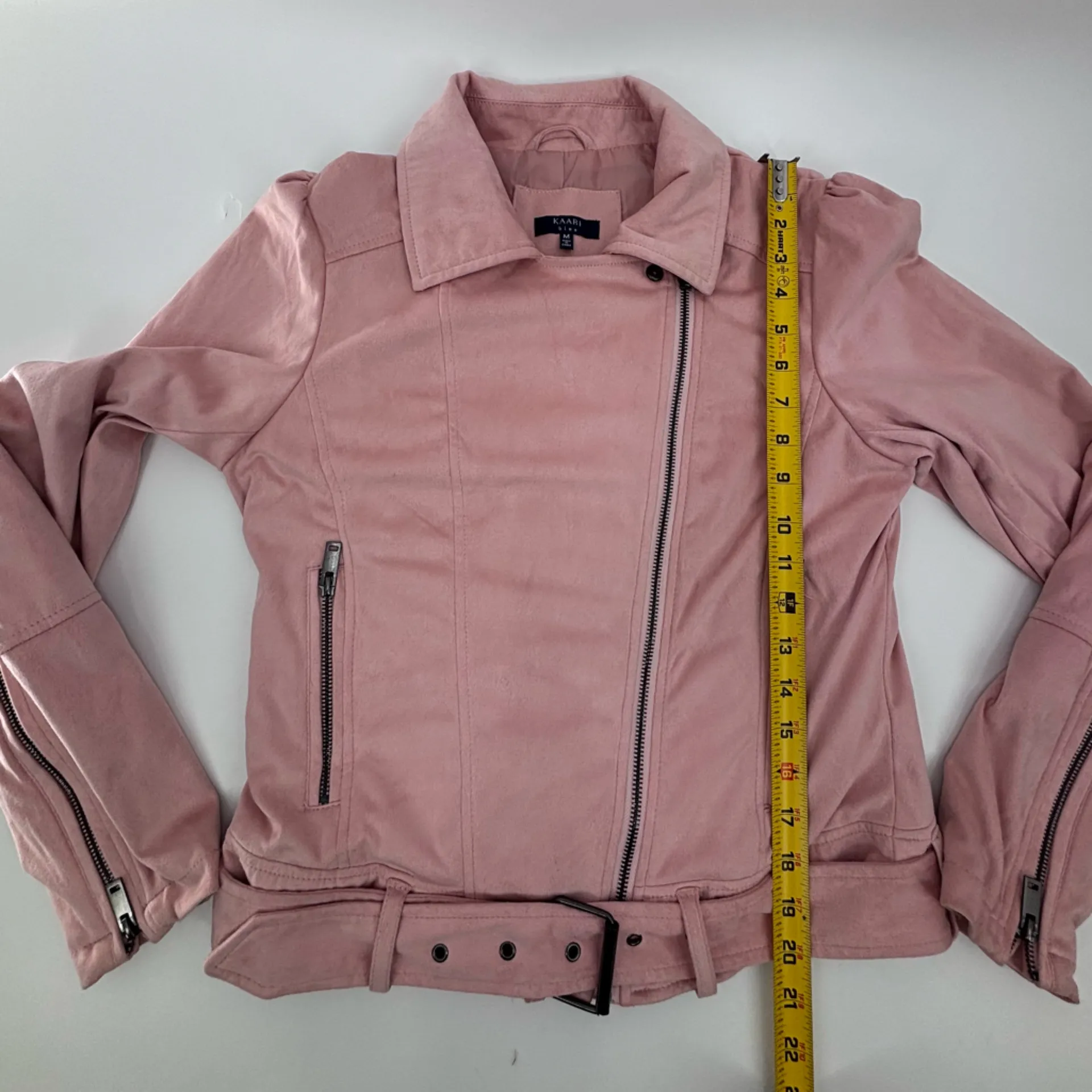 Kaari Blue Light Pink Leather Jacket - Image 7