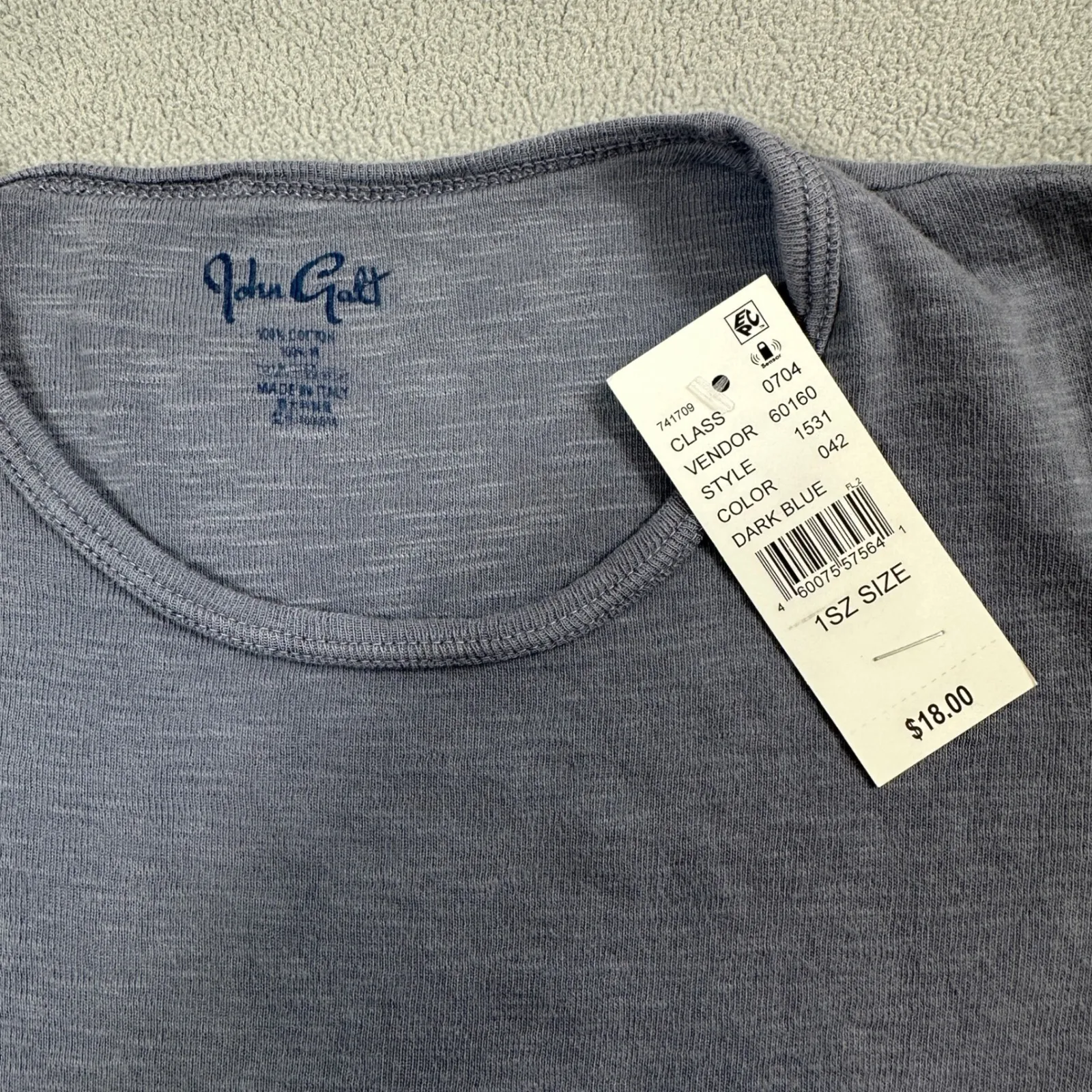 NWT John Galt Cropped Shirt Dark Blue Womens 1 SZ Cotton Blend Short Sleeve Tee - Image 3