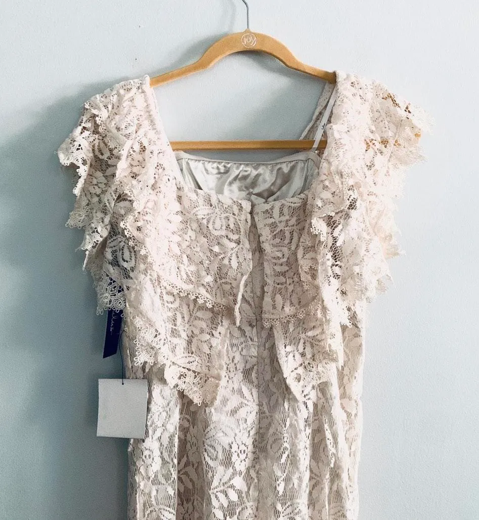 Lulus NWT  Cream Off The Shoulder Lace Jumpsuit - Image 7
