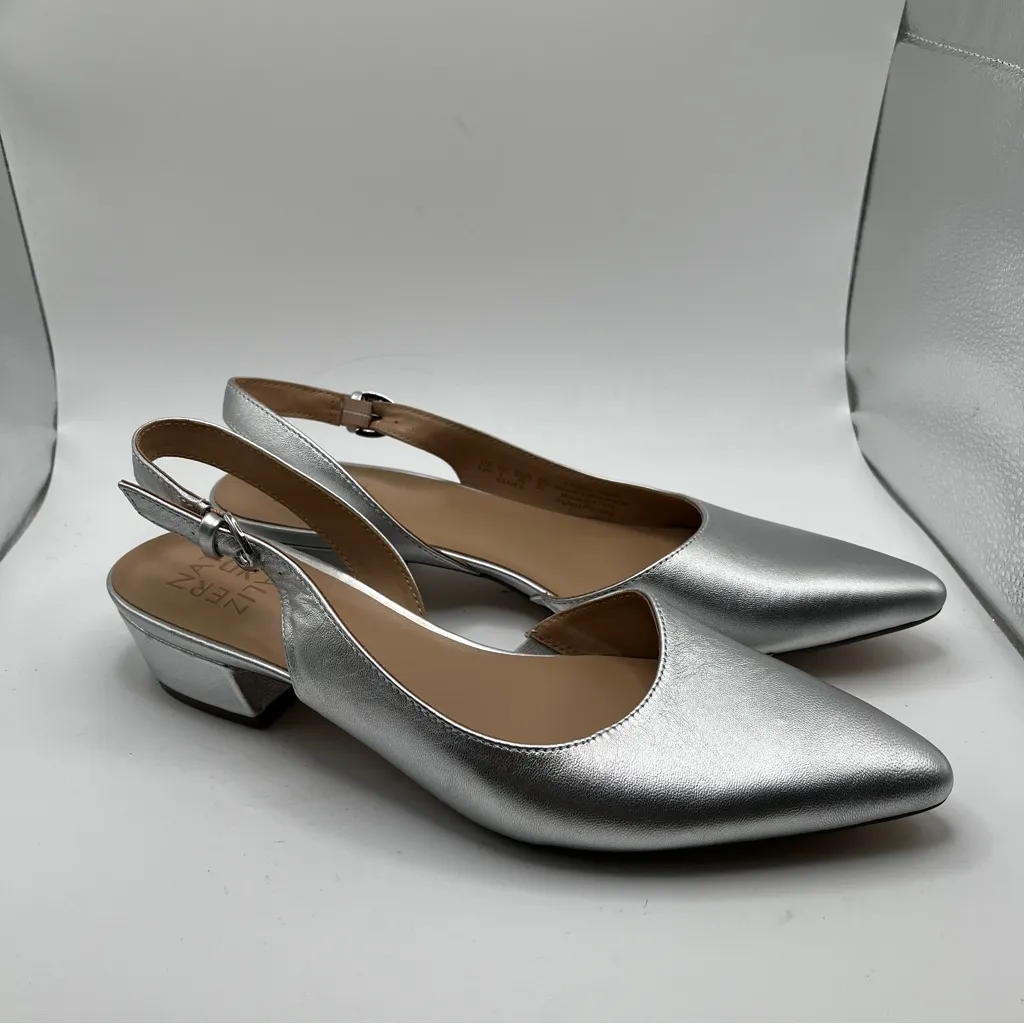 NWOB Naturalizer Banks Leather Slingback D'Orsay Dress Pumps silver size 8.5M - Image 6