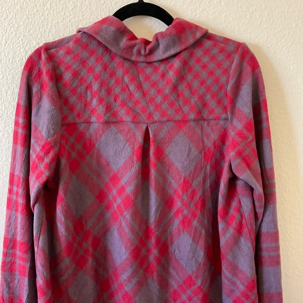 Soft Surroundings Paramour‎ Plaid Tunic Button Up Oversized Shirt Size Medium - Image 5