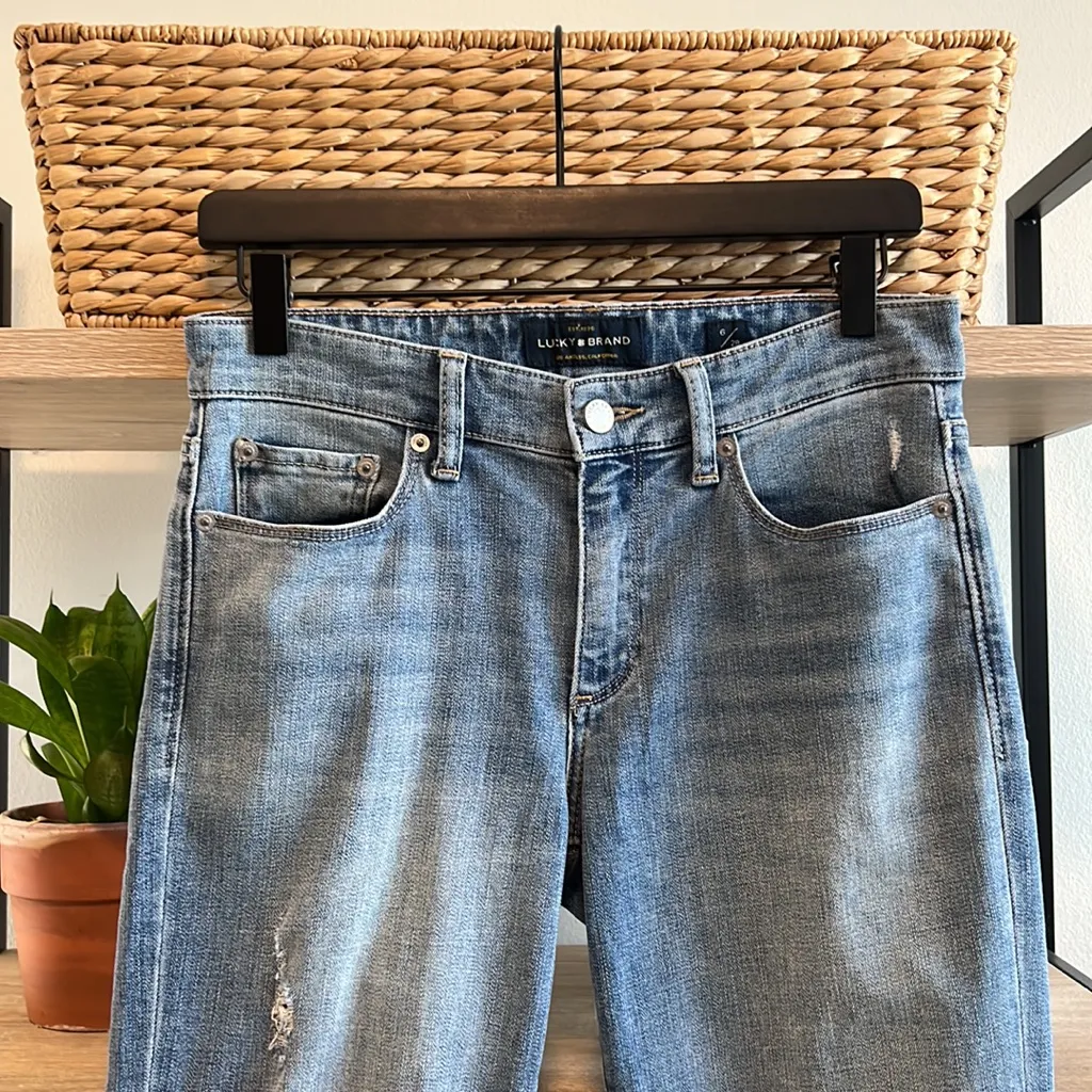 Lucky Brand Sweet Crop Mid-Rise Light Factory Distressed Crop Jean, 6 / 28 - Image 2