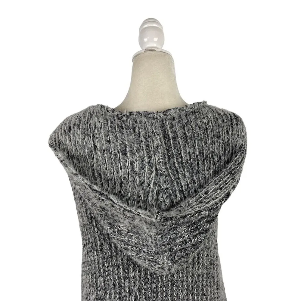 Mia & Tess Sleeveless Longline Open Hoody Cardigan Vest Sweater in Brushed Yarn Gray Size L - Image 10