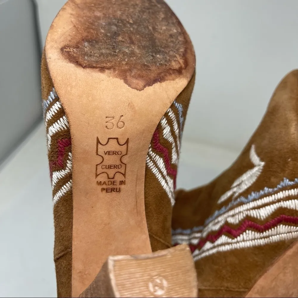 ULLA JOHNSON tan Embroidered Suede Aggie Booties Runway Fall 2016 size 36 - Image 12