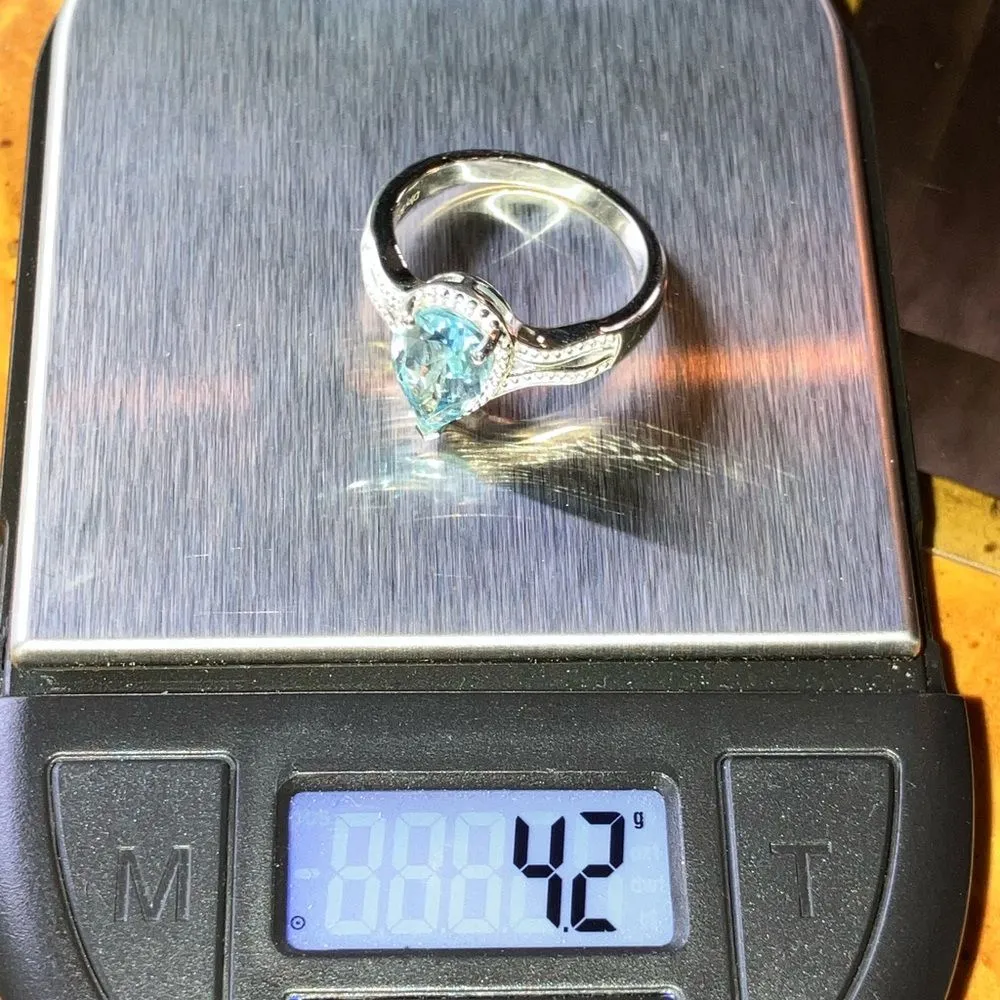 Natural Sky Blue Topaz Sterling Silver Ring Size 8 - Image 9