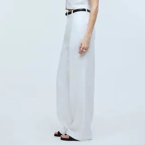 Madewell Wide Leg Linen Pants White T4 NV129 Lightweight Cropped Casual - Image 3