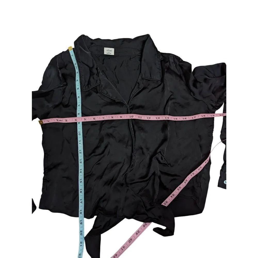 Aritzia Wilfred tie-front satin crop top blouse Medium - Image 3