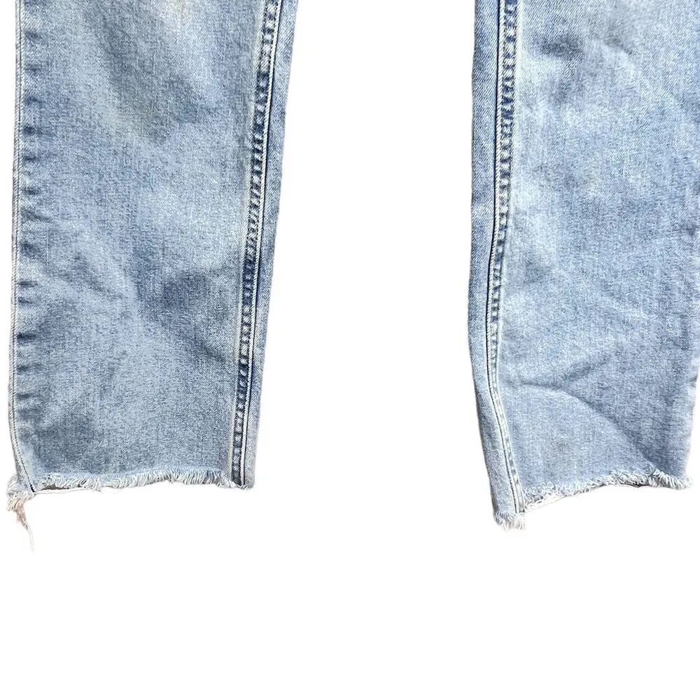 Everlane High Rise Cropped Distressed Jeans (Actual 28) Light Wash Frayed Hem - Image 7