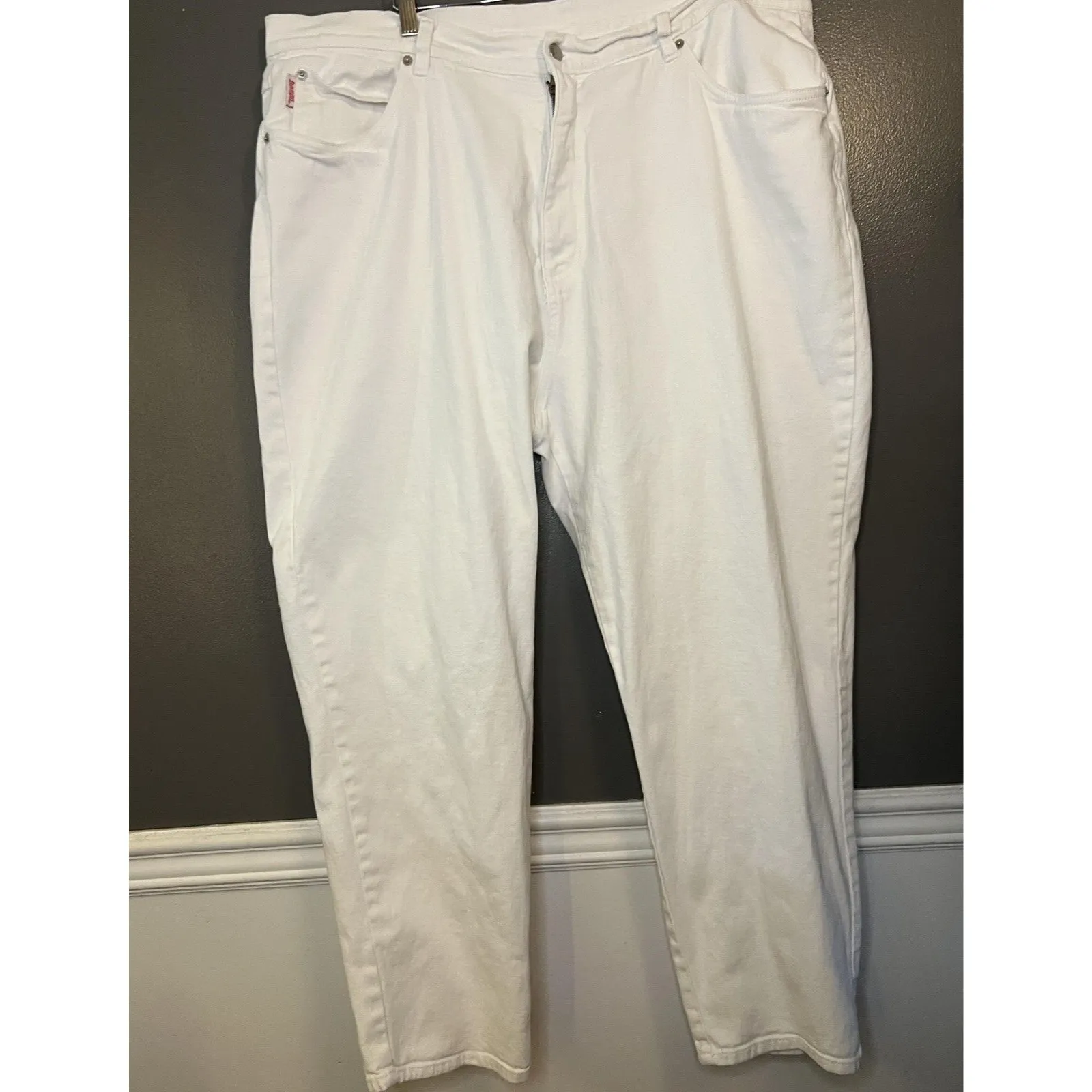 Bongo Jeans Womens 24W White High Rise Tapered Denim Mom Pants Plus Size Jeans - Image 2