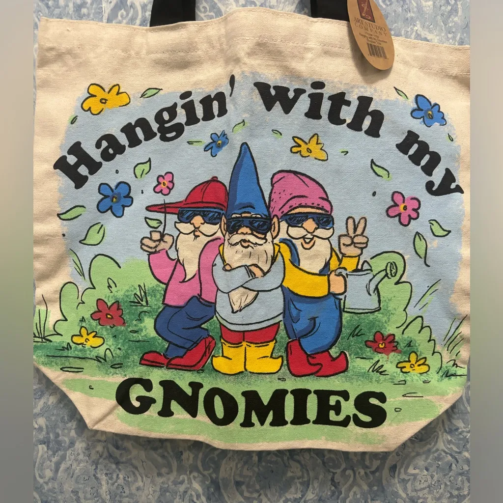 Hanging With My Gnomies Shopper Tote Bag Art Studio Company Blue - Image 2