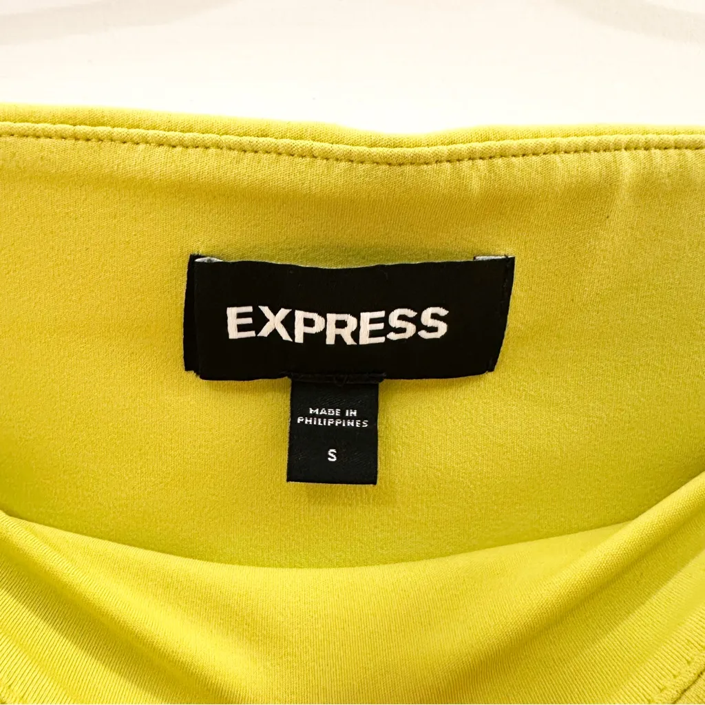 NEW Express High Rise Midi Body Contour Skirt Yellow sz Small - Image 6