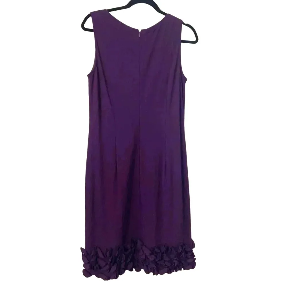TAYLOR BRAND PURPLE‎ RUFFLE HEM SLEEVELESS SHEATH DRESS Size 12 Purple - Image 2