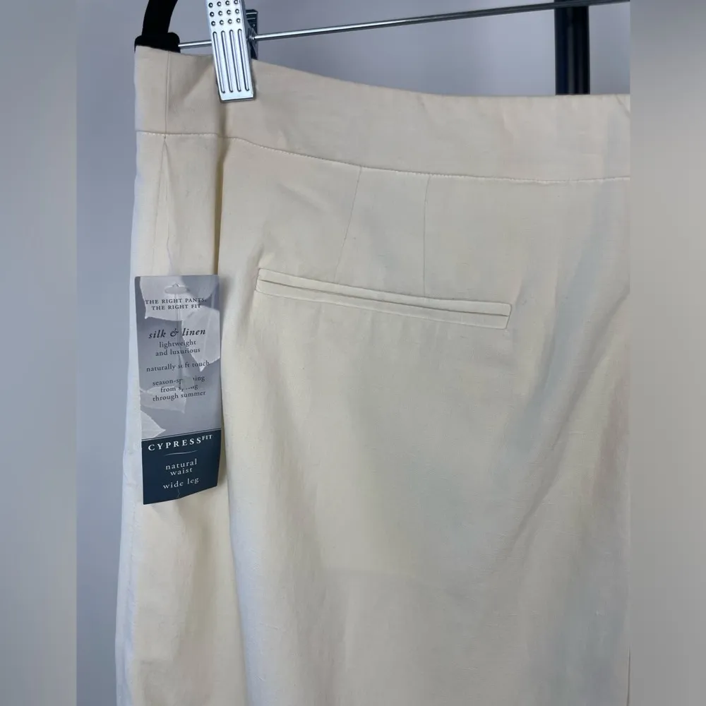 Coldwater Creek Ivory‎ Silk Linen Blend Cypress Fit Wide Leg Cuffed Pants - Image 8