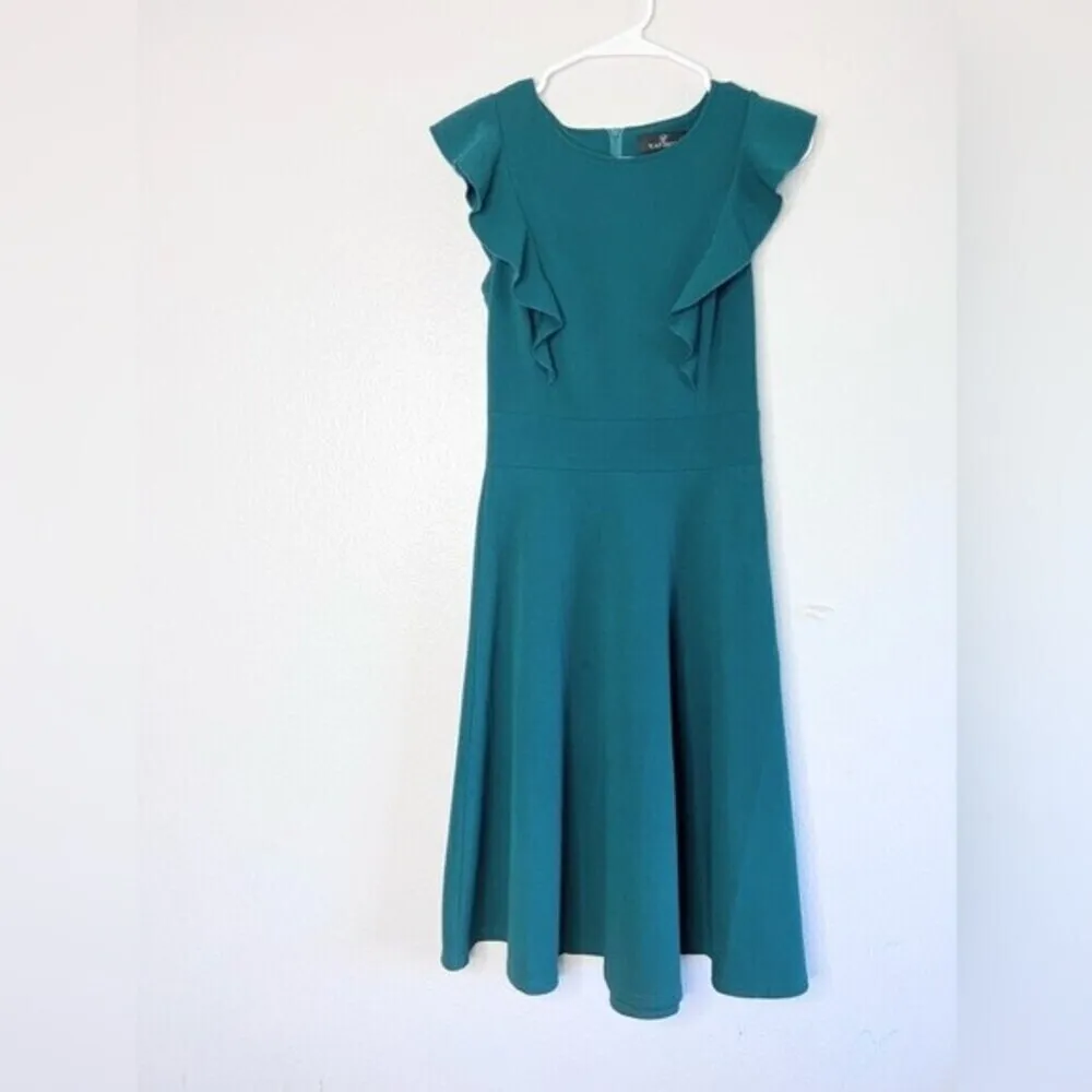 YATHON Women’s Dress Elegant, Swing Casual Cocktail Party Dresses. Size S. Green - Image 3