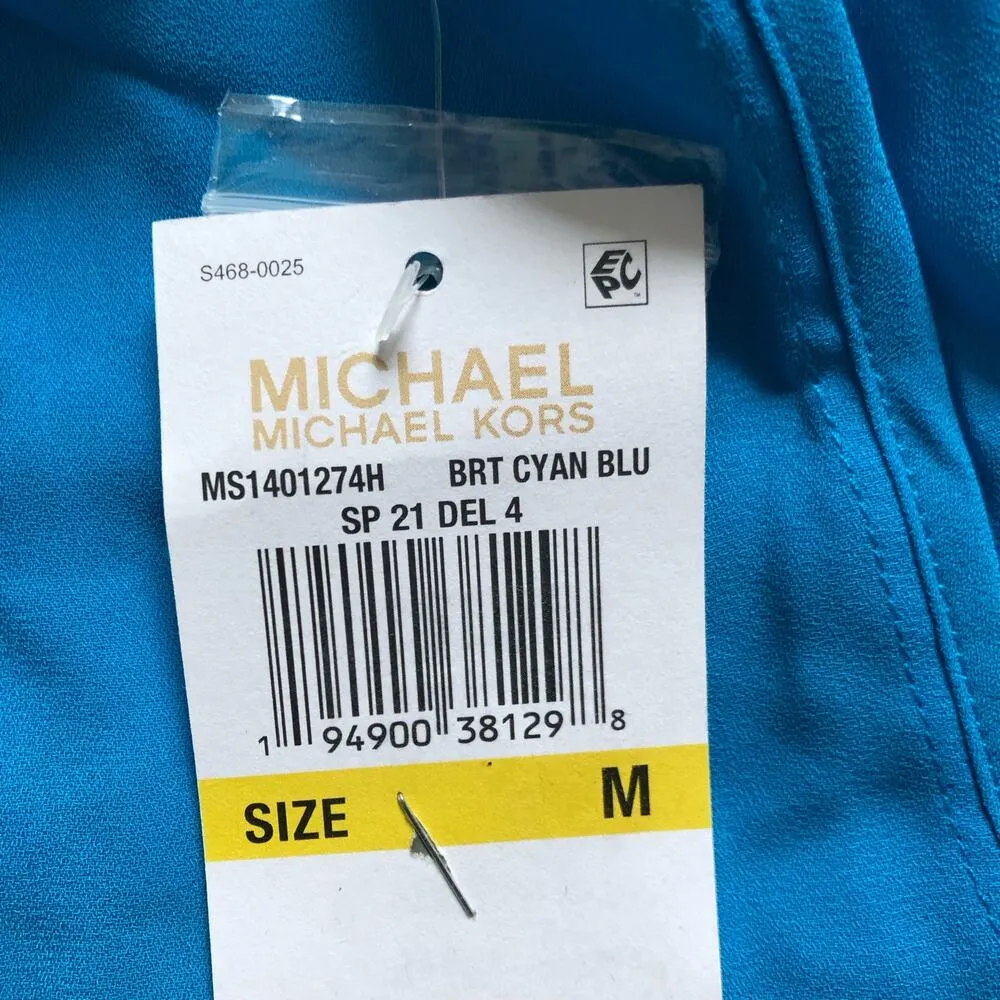 Michael Michael Kors D-Ring Handkerchief-Hem Top Size Medium‎ Blue NWT - Image 7