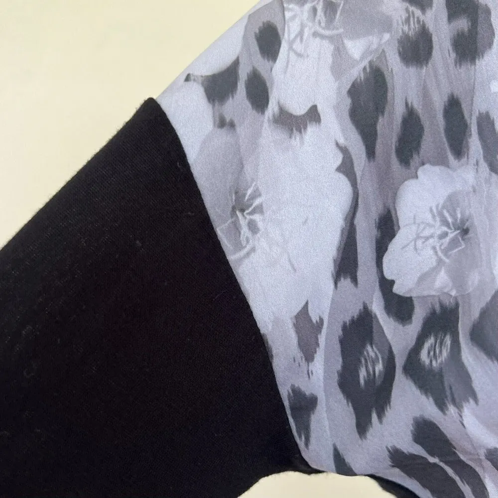 Apt 9 Floral Top Size XSMALL Long Sleeve minimalist Marble  black White - Image 8