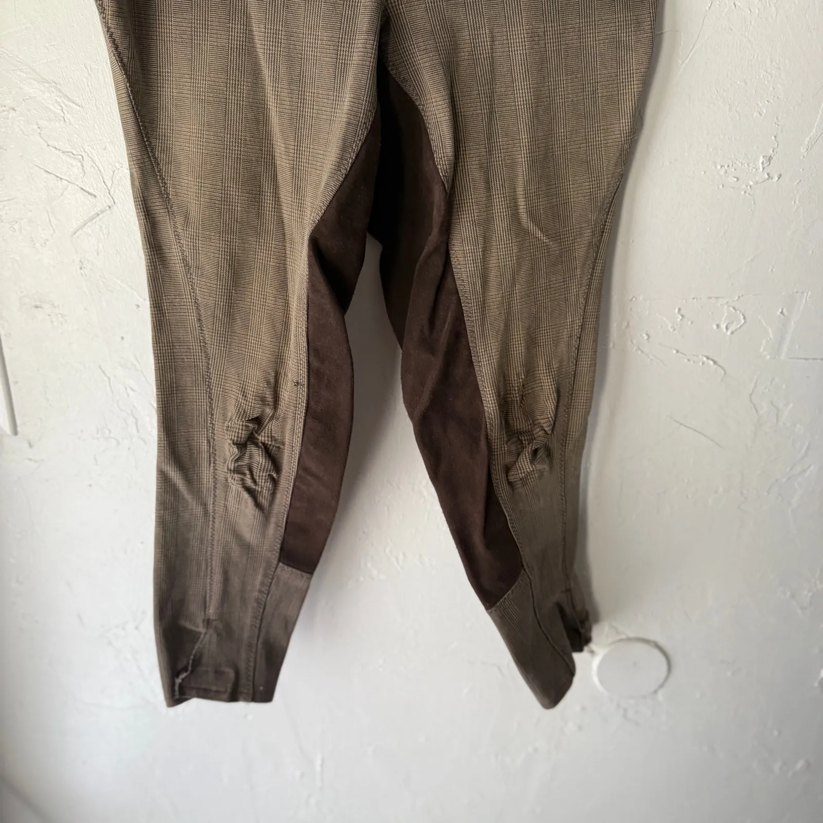 Tally Ho Brown Plaid Equestrian Riding Pants Size 32L Cotton Spandex Brown - Image 3