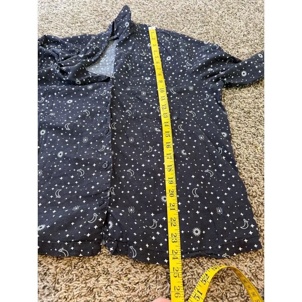 Victorias Secret Pink Black Celestial Moon Star Print Pajama Set Sz L Goth Size L - Image 11