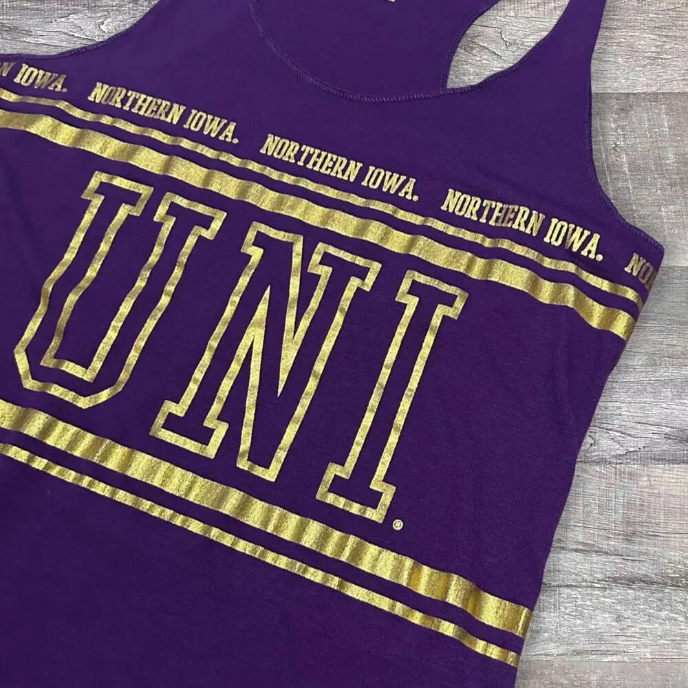 Northern Iowa UNI Racerback Tank Top Womens S Purple Gold Panthers NCAA - Image 2