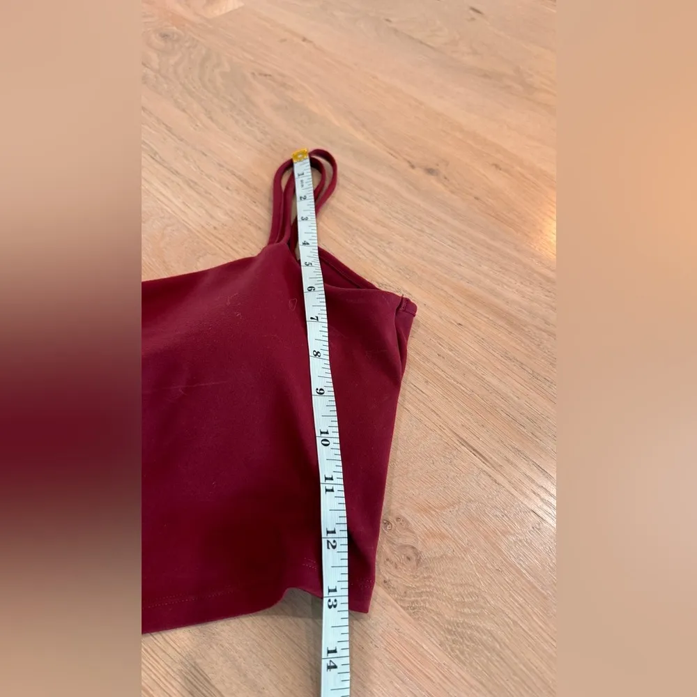 Halara double strap backless twisted cropped yoga tank deep wine measurements - Image 4