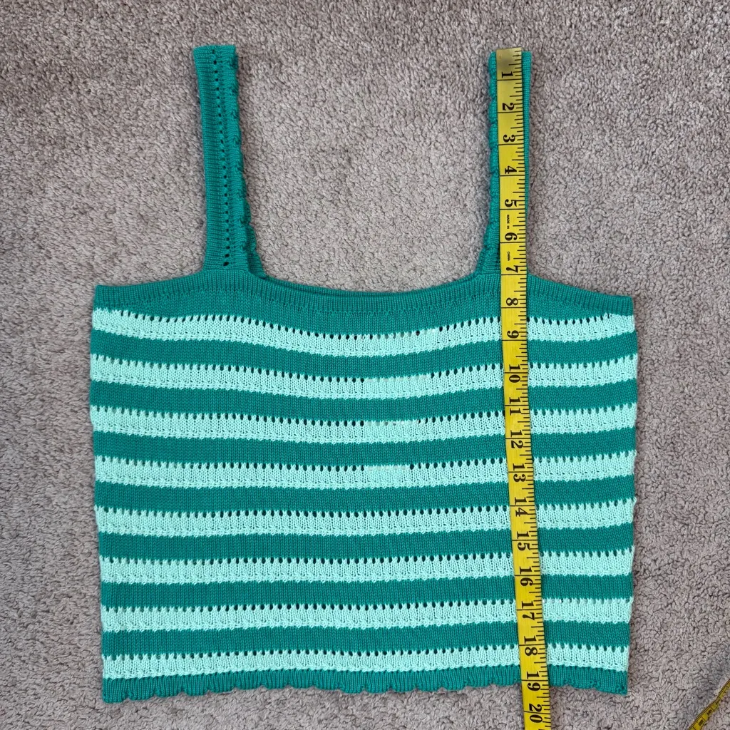 Anthropologie Flat White Knit Crop Tank Top Green M - Image 9