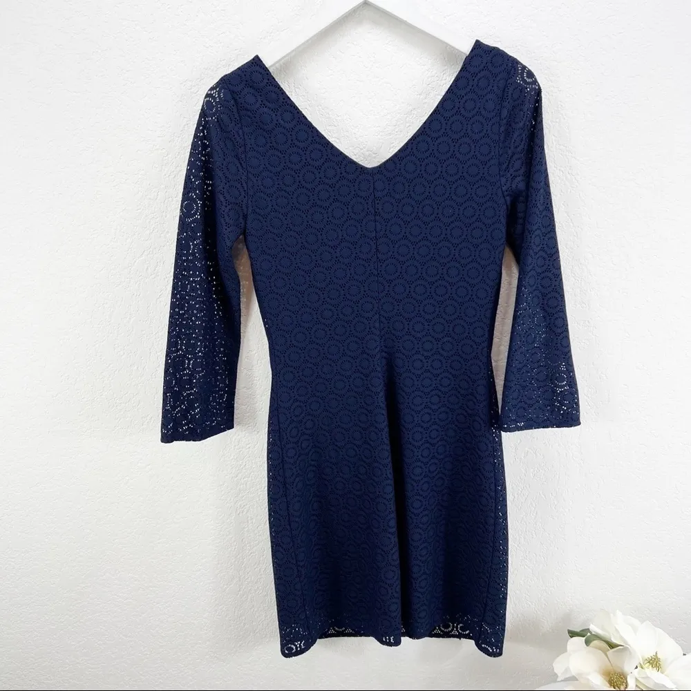 Lilly Pulitzer Alden Lace Tunic Dress Geo Circle Knit Lace Navy Size Small NWT - Image 4