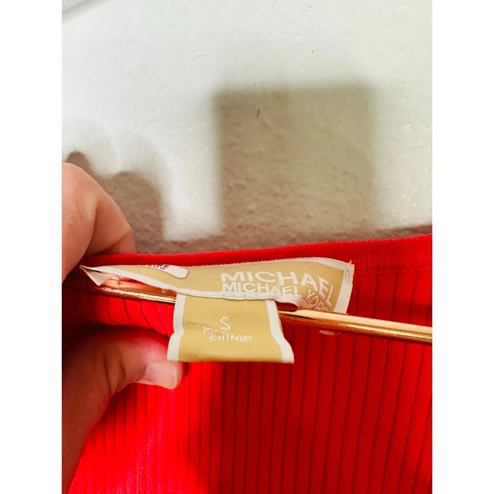 MICHAEL Michael Kors Red Ribbed Sleeveless Scoop Neck Tank Dress Size Small - Image 8