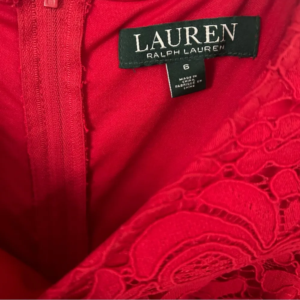 Ralph Lauren Red Lace Wedding Guest Dress Size 6 - Image 4