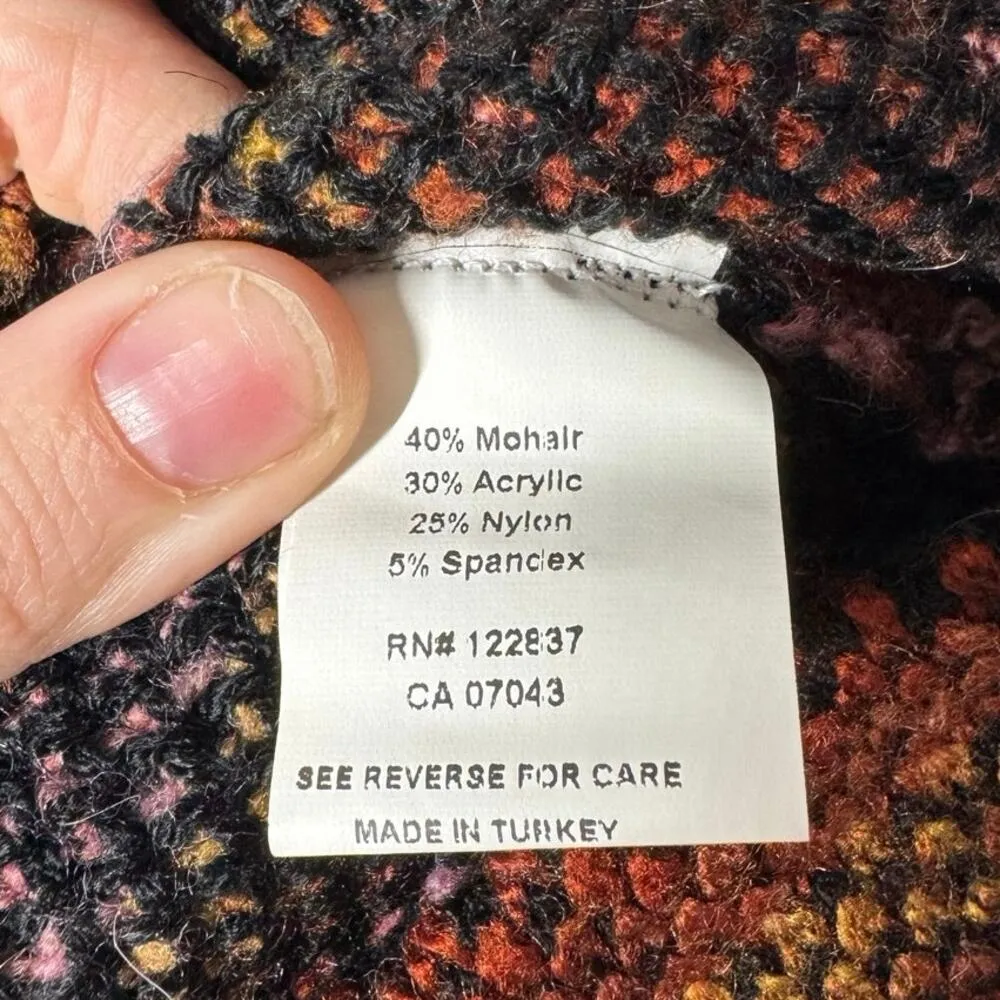 Vintage Avette Cardigan Women L Mohair Button Pocket Y2K Knit Puff Collar 90s Brown Size L - Image 4