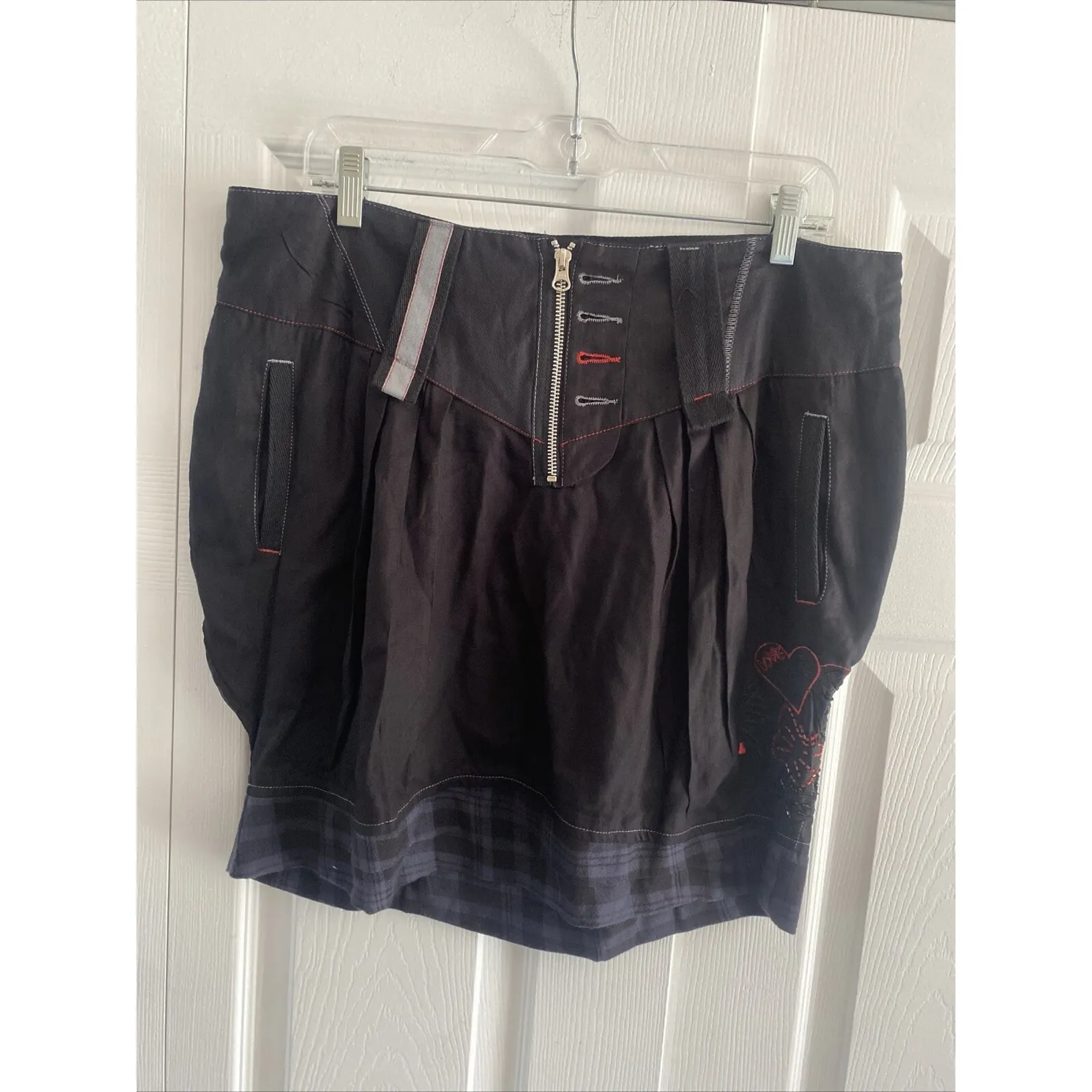 Desigual Women's 10 EU 42 Black Skirt Why Love Embroidery Streetwear Mini - Image 5