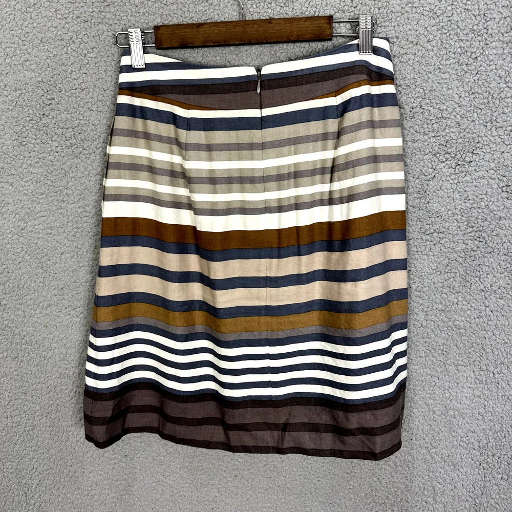Banana Republic Pleated Skirt Womens 4 Neutral Tone‎ Striped Pockets Preppy Twee - Image 6