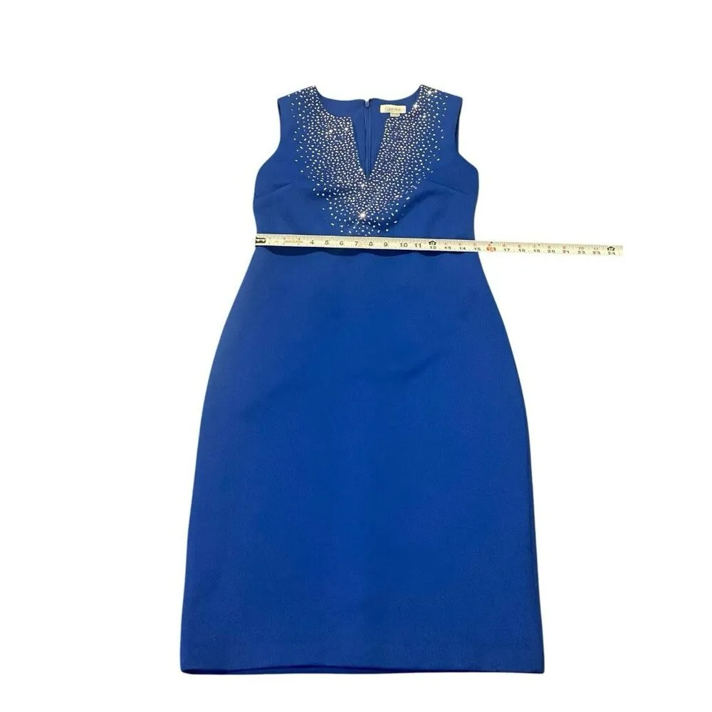 Calvin Klein Womens Dress 8 Sleeveless Split Neck Royal‎ Blue Rhinestones NWT - Image 5
