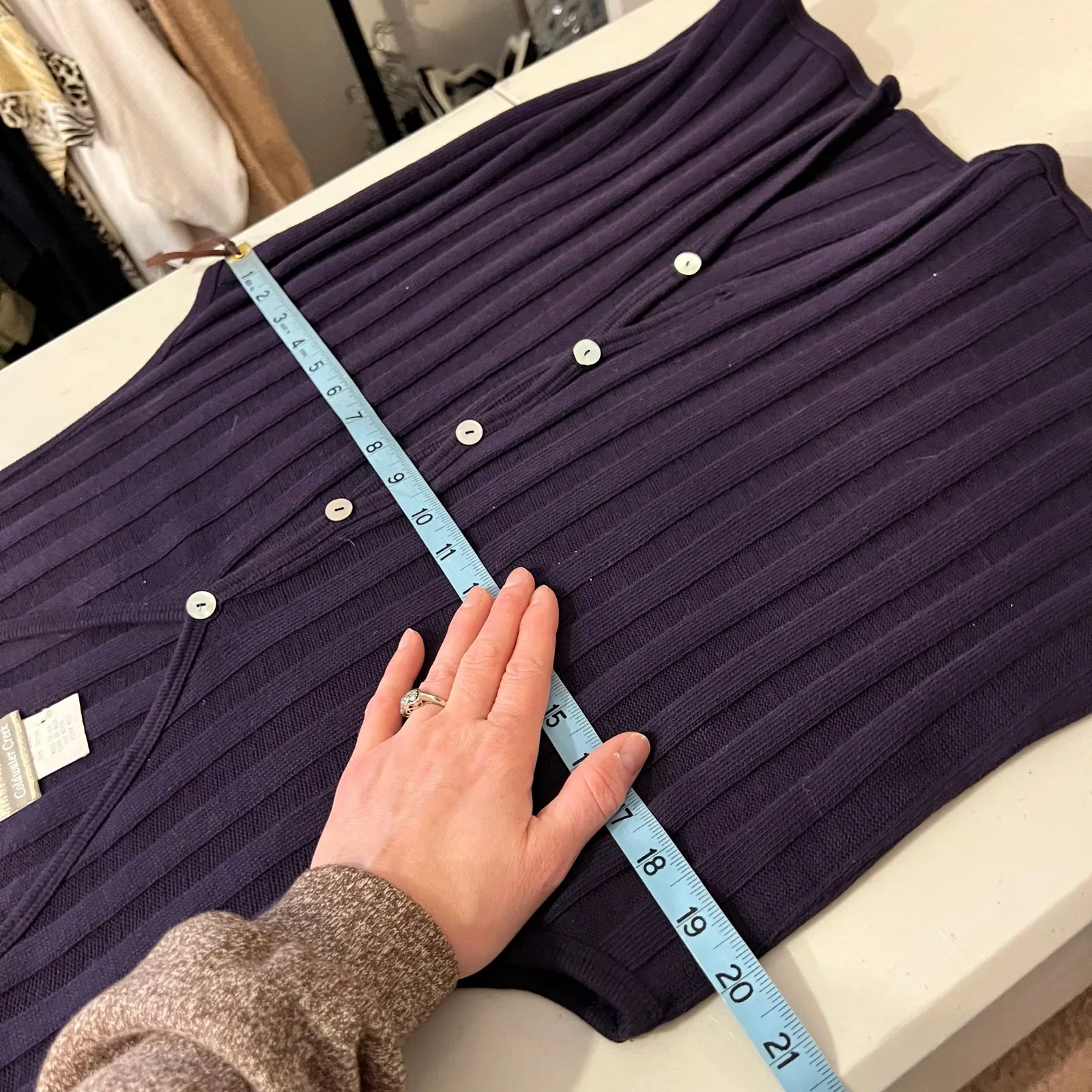 Coldwater Creek Purple 100% Cotton Button Front Sweater Vest Size Large USA Made - Image 7