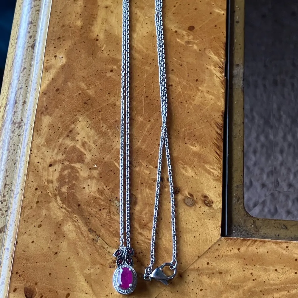 African Ruby Red Sapphire Sterling Silver Pendant - Image 5