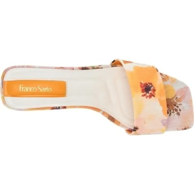 Franco Sarto Floral Block Heel Slide Sandals Orange Multicolor Size 10M - Image 2