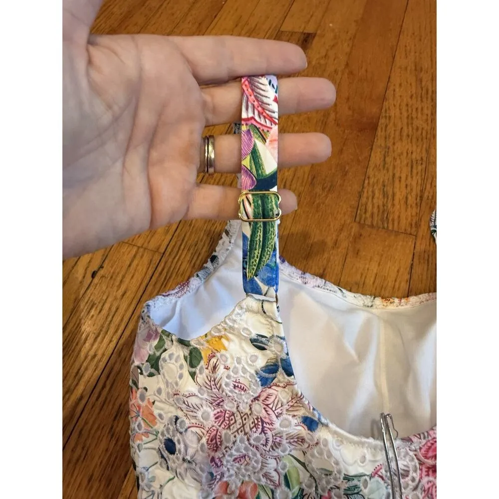 NWT Johnny Was Neon Jungle Eyelet One Piece Swimsuit Size Small $228 - Image 8