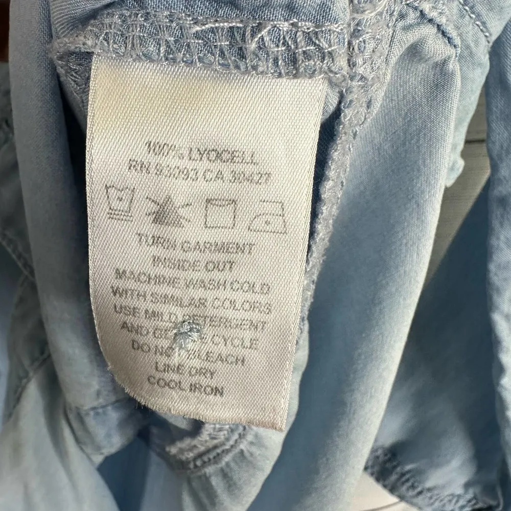 Nic + Zoe Womens size Small Chambray Button Down Long Sleeve Tunic Blouse Shirt - Image 10