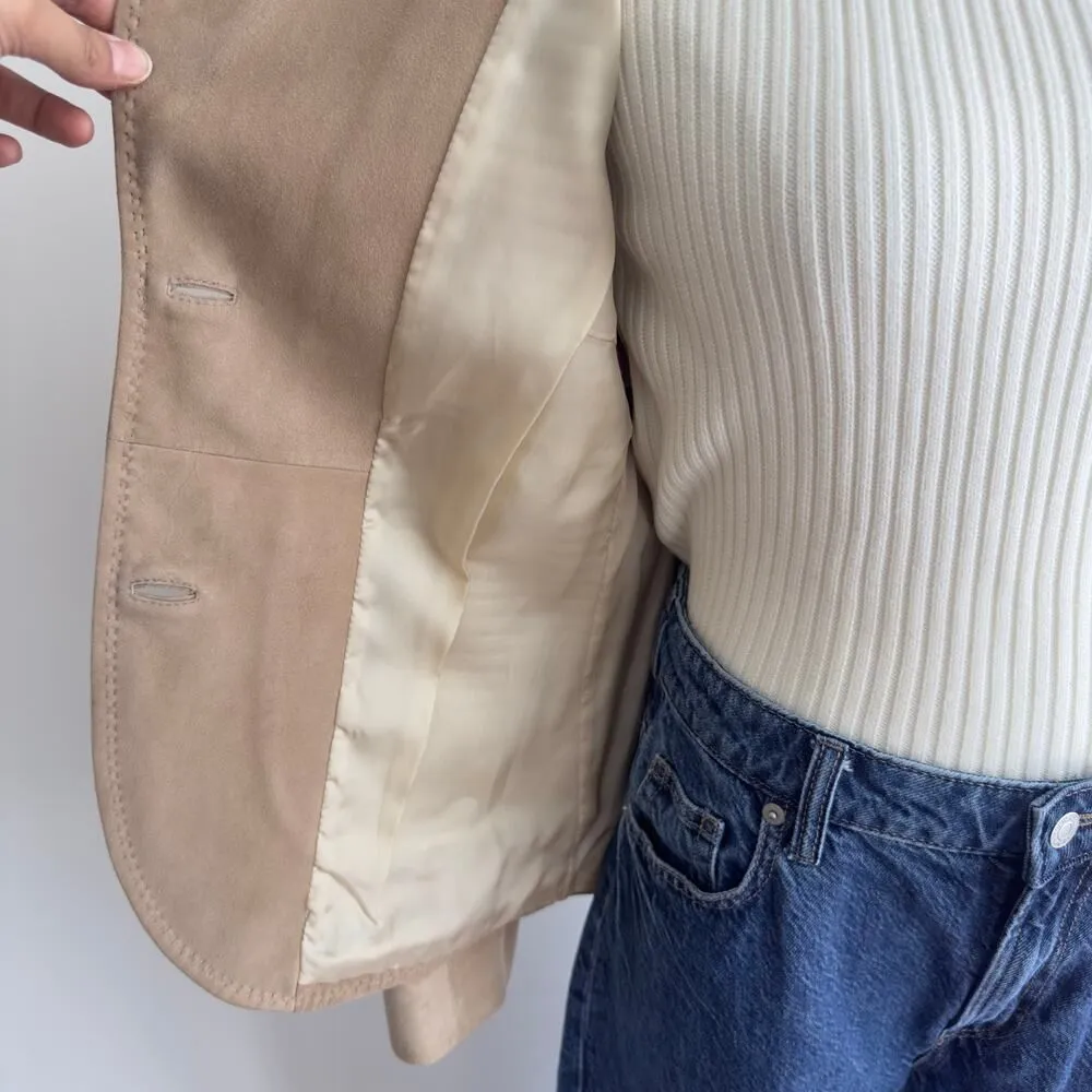 Agnona Jacket Womens XS Tan Suede Leather Quiet Luxury Minimalist Made in Italy - Image 8