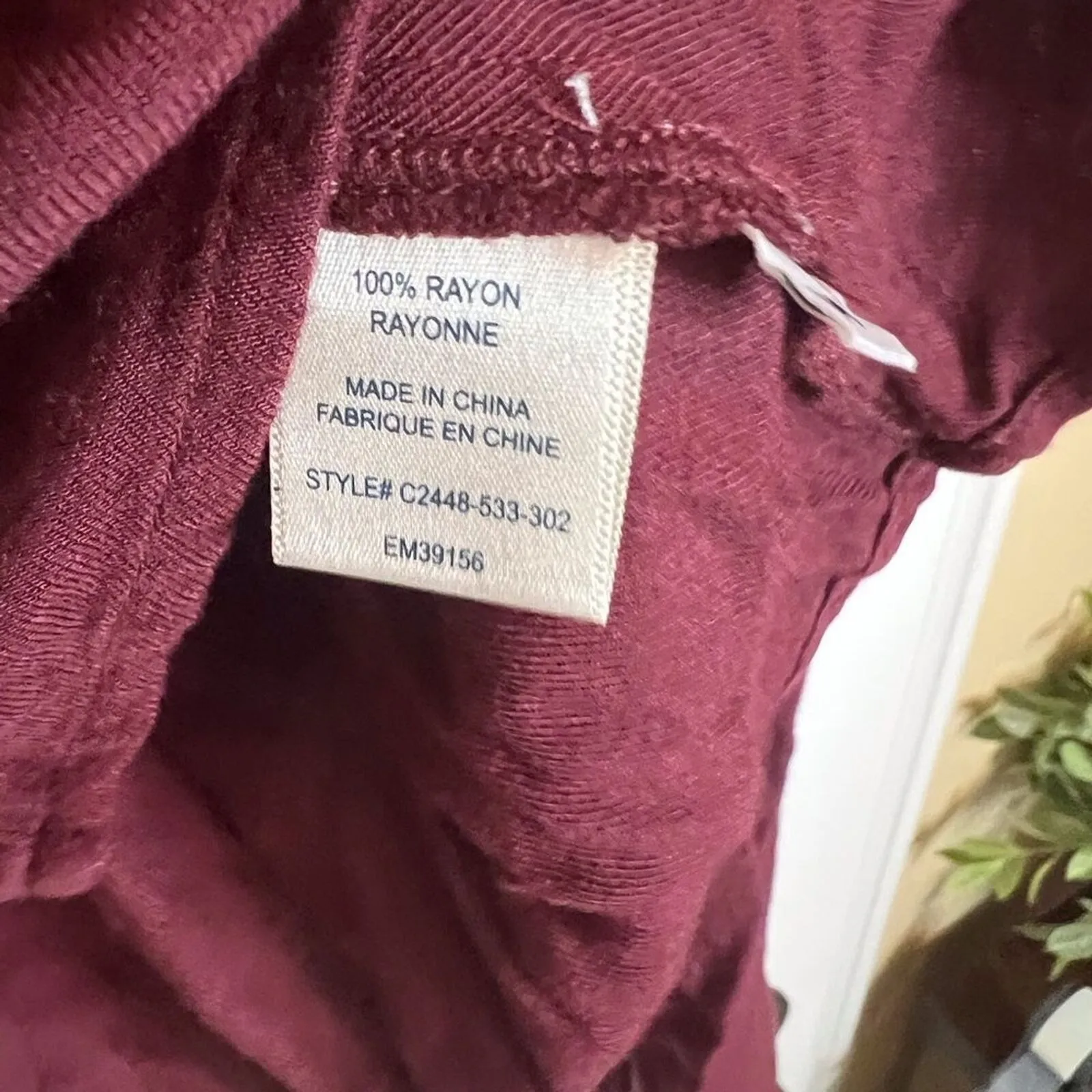 Cloth & Stone Peplum Button Up Shirt‎ Womens Medium Burgundy Long Sleeve - Image 6