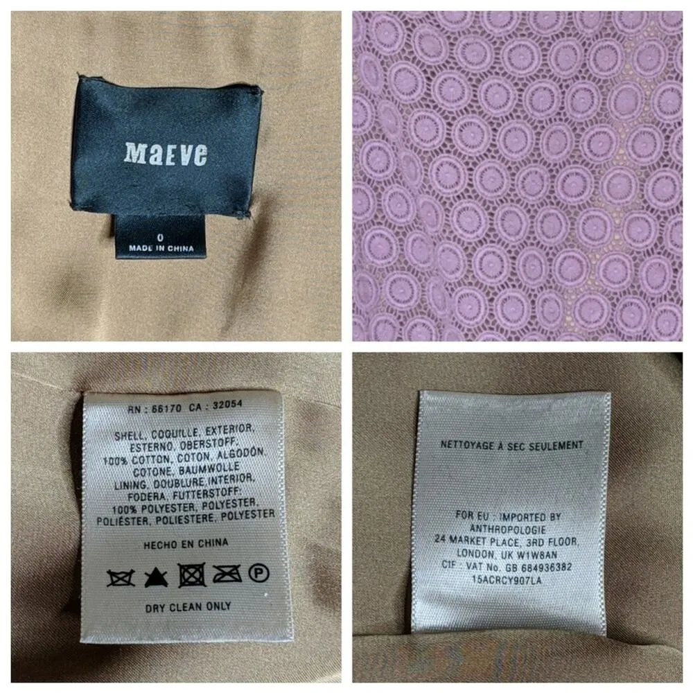 Anthro Maeve Gathered Lace Dress Crochet Sleeveless Pockets Scallop Hem 0 - Image 7