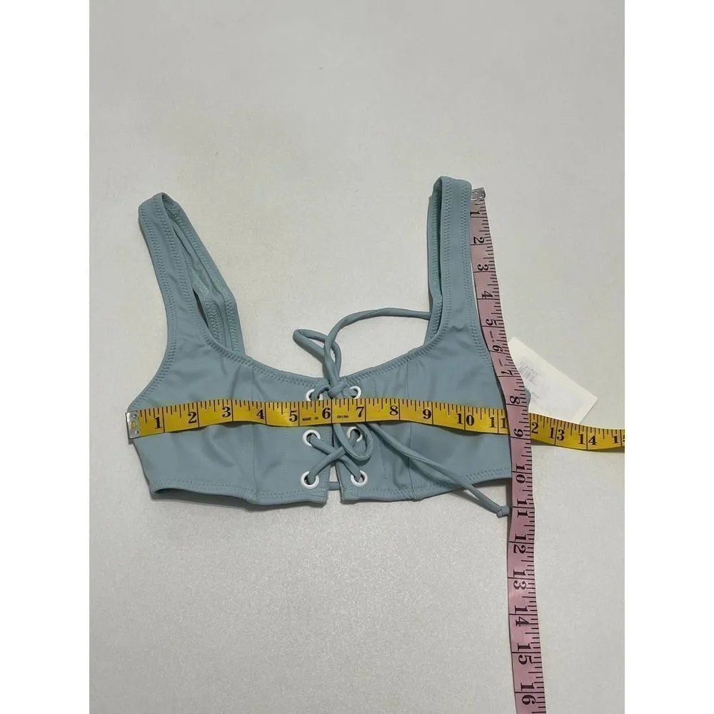 Solid & Striped Isabella Lace Up Bikini Swim Top Sky Blue XS Extra Small - Image 5