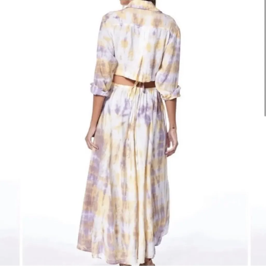 Young Fabulous & Broke Tie-Dye Maxi Dress in Cream and Purple - Image 2